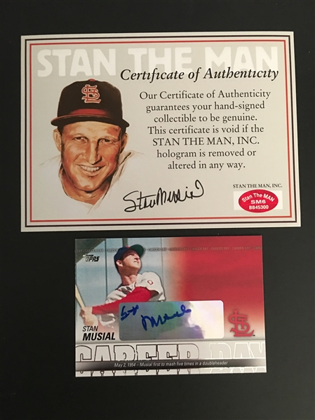 STAN MUSIAL SIGNED CAD with STAN THE MAN COA