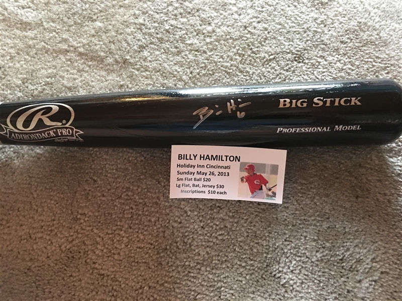 BILLY HAMILTON Our Show Signed BAT with SHOW TIX Proof