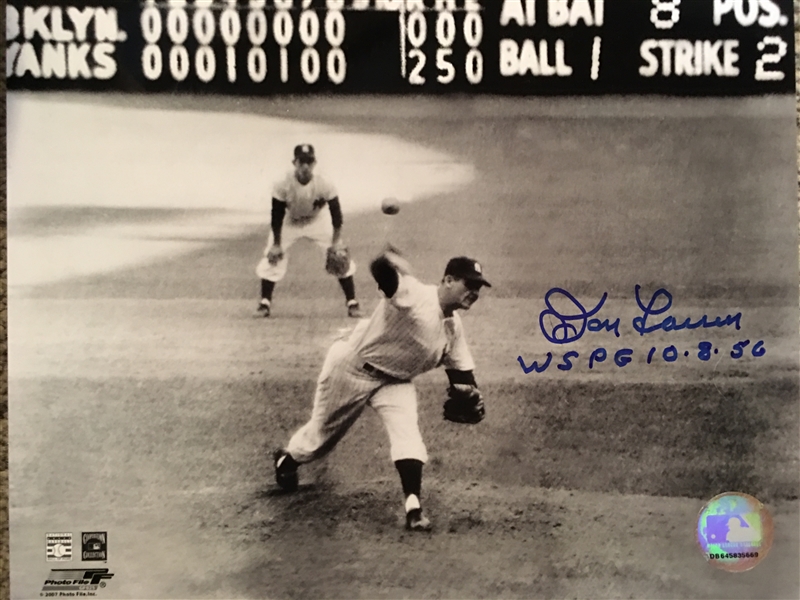 DON LARSEN SIGNED AND INSCRIBED 8x10 PHOTO