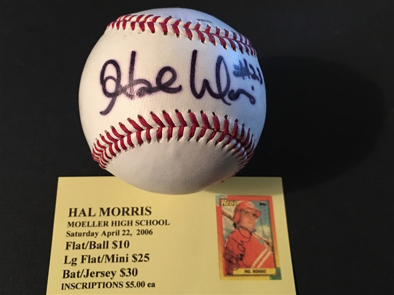 HAL MORRIS MOELLER SIGNED OK BALL 1990 REDS 