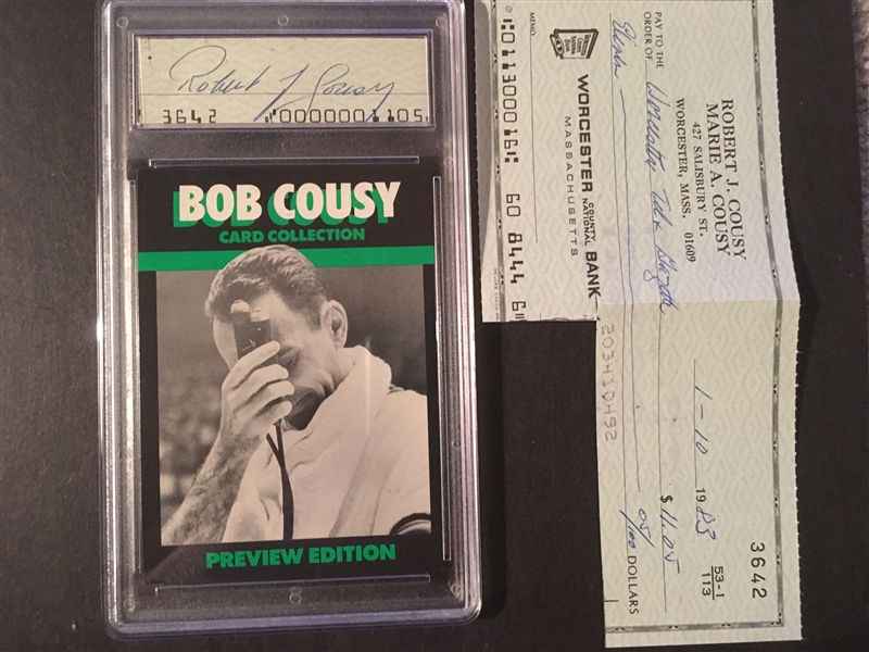 BOB COUSEY AUTOG from his Check in Slab $100 on eBay