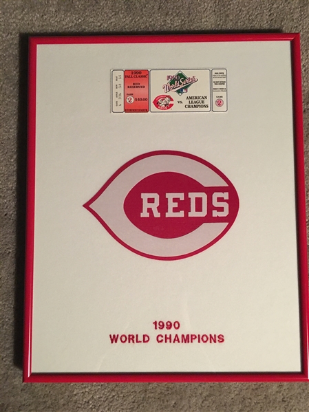 1990 W S DISPLAY with REAL W S TICKET $12x15 in $75 FRAME