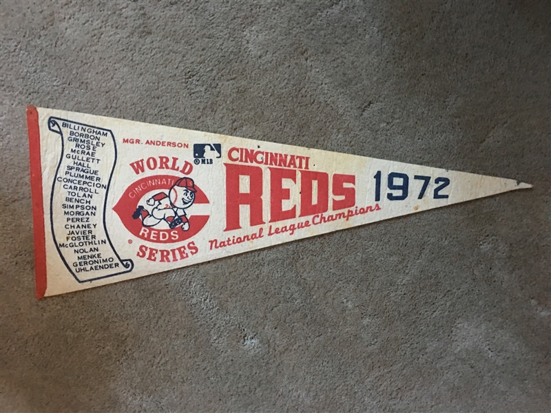 CINCINNATI REDS 1972 NLCS PENNANT with NAMES Full Size