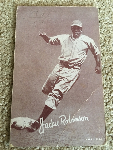 JACKIE ROBINSON 1947-66 WORN EXHIBIT CARD 1st Black in MLB