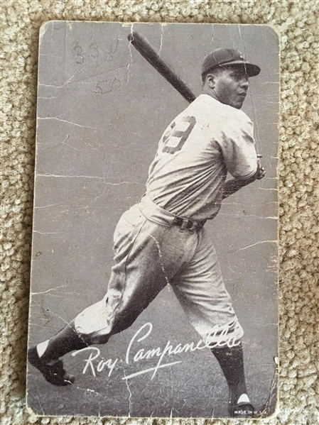 ROY CAMPANELLA 1947-66 WORN EXHIBIT CARD HOF