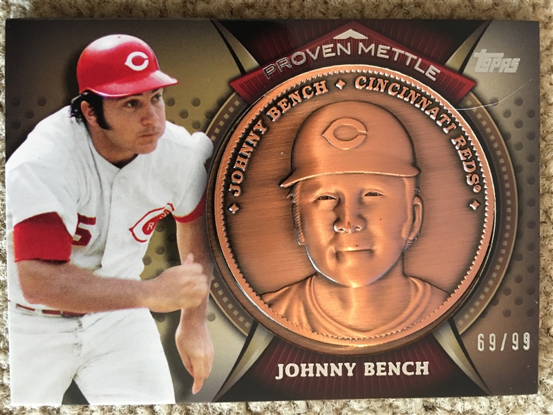 JOHNNY BENCH TOPPS REAL METAL MEDALLION 69/99