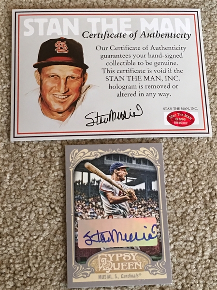 STAN MUSIAL SIGNED CARD with His Own Stan the Man COA