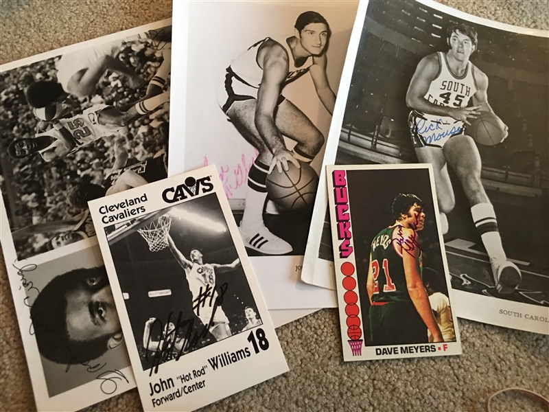 5 SIGNED BASKETBALL 8x10s + CARDS 