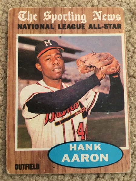 HANK AARON 1962 TOPPS ALL STAR #394 $50 - $150.00