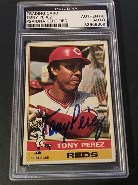 TONY PEREZ SIGNED 1976 TOPPS in $15 PSA DNA SLAB