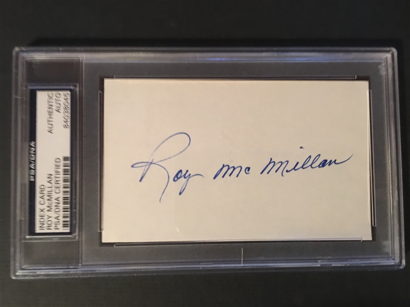 ROY McMILLAN 1950s REDLEGS SIGNED 3x5 in $15 PSA SLAB