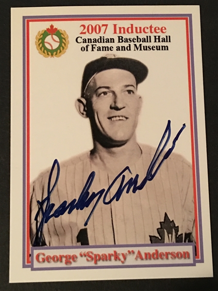 SPARKY ANDERSON SIGNED 2007 INDUCTION CARD 