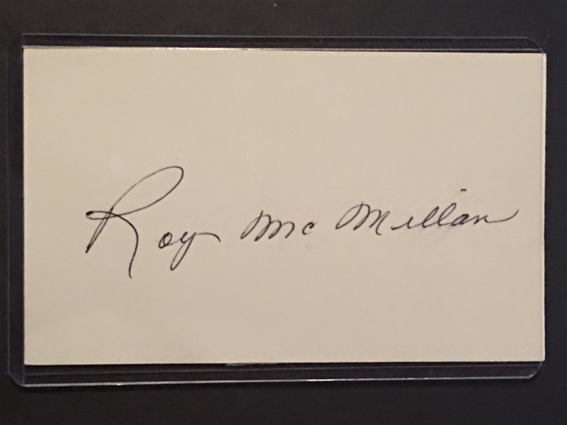 ROY McMILLAN SIGNED 3x5 INDEX CARD 1950s REDLEGS 