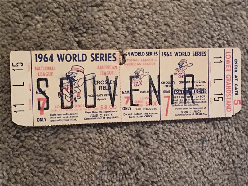 1964 CINCINNATI REDS SOUVENIR World Series Full Ticket