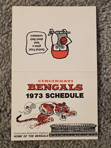 1973 EARLY BENGALS 5th SEASON SCHEDULE