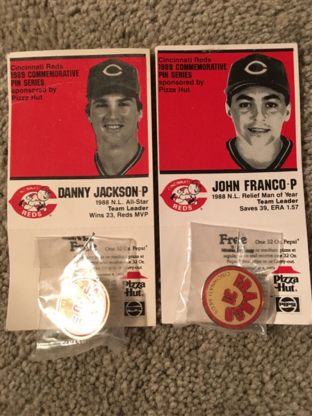JOHN FRANCO AND DANNY JACKSON PINS on ORIG CARDS 