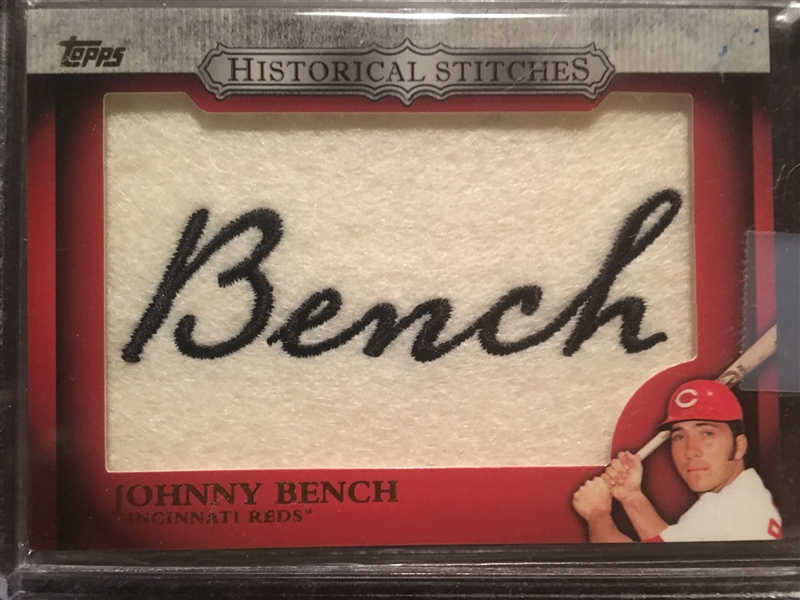 JOHNNY BENCH TOPPS STITCHES FLANNEL PATCH 