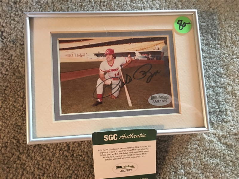 PETE ROSE SIGNED with $15 SGC COA in 6x8 FRAME