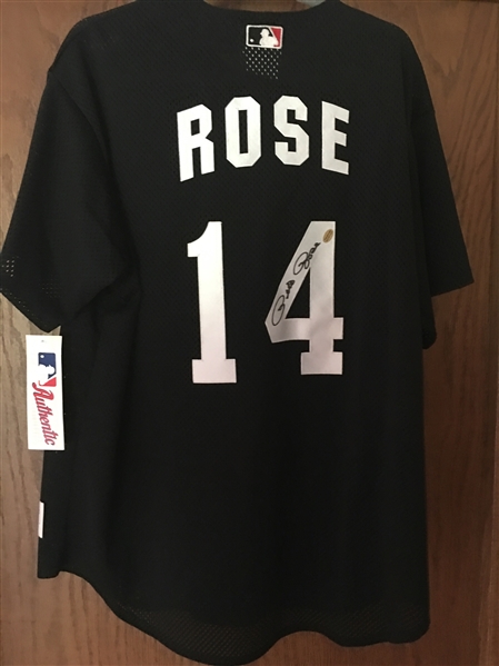 PETE ROSE SIGNED MAJESTIC JERSEY w TAGS TracerCode COA 