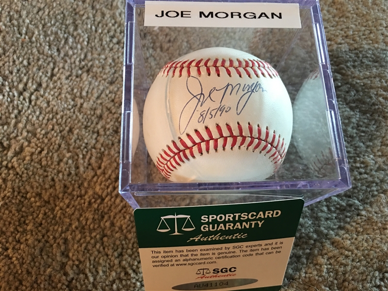 JOE MORGAN SIGNED on VTG $25 NL BALL w $15 SGC COA in Case