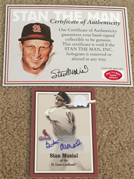 STAN MUSIAL SIGNED GRATS with HIS ON STM COA 