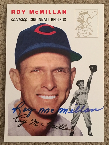 ROY McMILLAN Bold SIGNED 1954 TOPPS ARCHIVES 