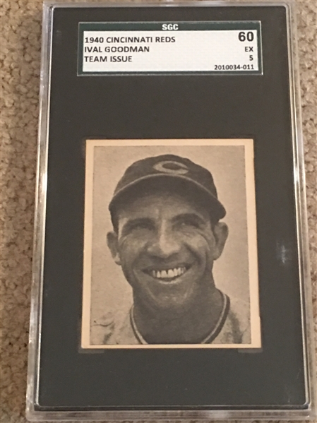 IVAL GOODMAN 1940 REDS TEAM ISSUE in $15 SGC SLAB Beauty