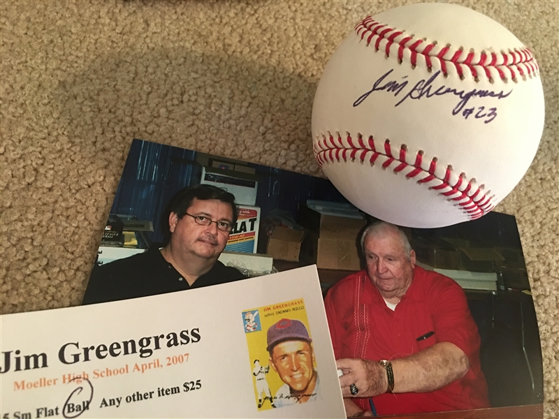 JIM GRENGRASS 1950s REDLEGS MOELLER SIGNED MLB BALL w TIX & PHOTO
