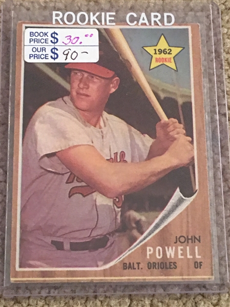 1962 TOPPS BOOG POWELL ROOKIE #99 $30- $90.00