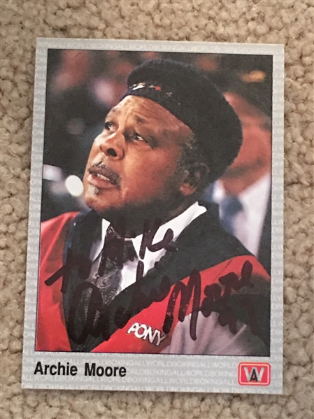 ARCHIE MOORE BOXING $$ HAND SIGNED CARD $$