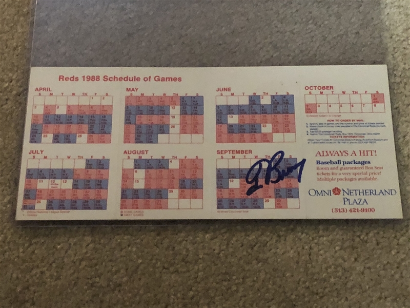 TOM BROWNING Signed 1988 Reds Schedule PG YEAR
