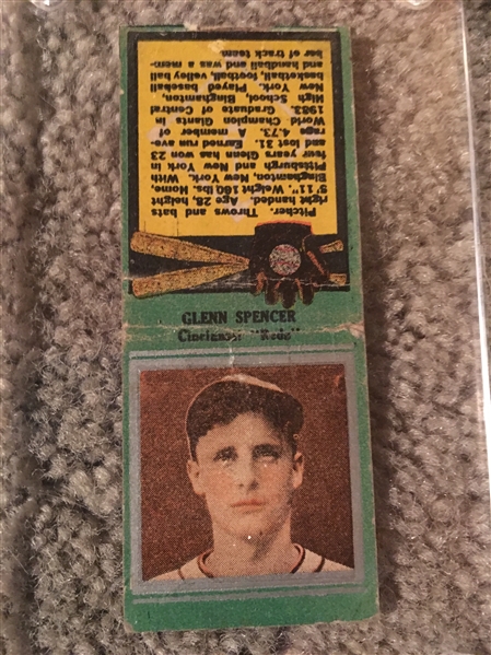 GLENN SPENCER $$ 1934 /35 MATCHBOOK COVER $$ Reds