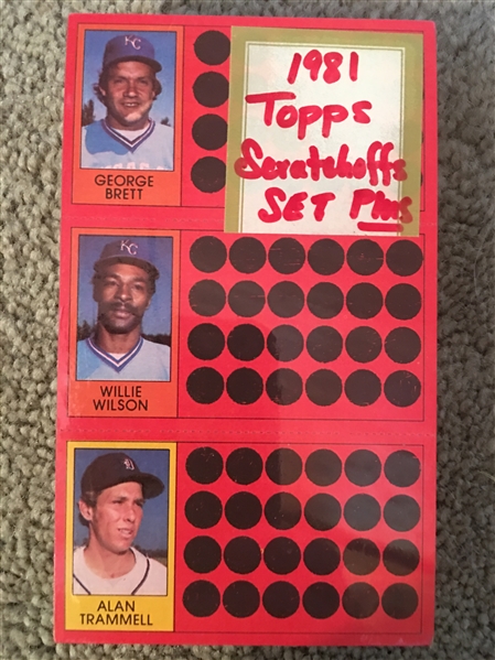 1981 TOPPS SCRATCH OFF SET with ROSE, BENCH, PEREZ Nr MINT