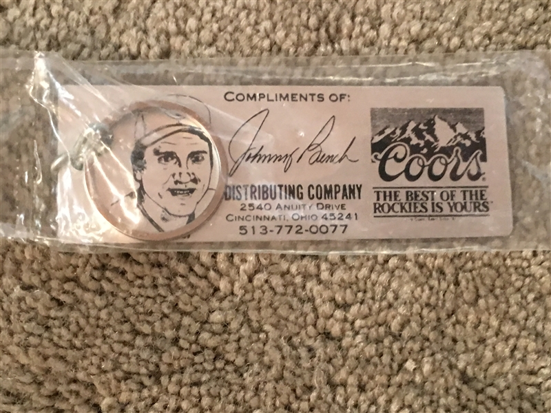 JOHNNY BENCH COORS SEALED RETIREMENT TICKET KEY CHAIN 