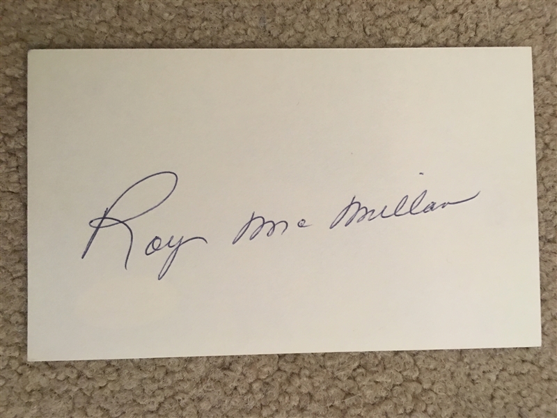 ROY McMILLAN 1950s REDLEGS SIGNED 3x5 CARD with JSA COA 