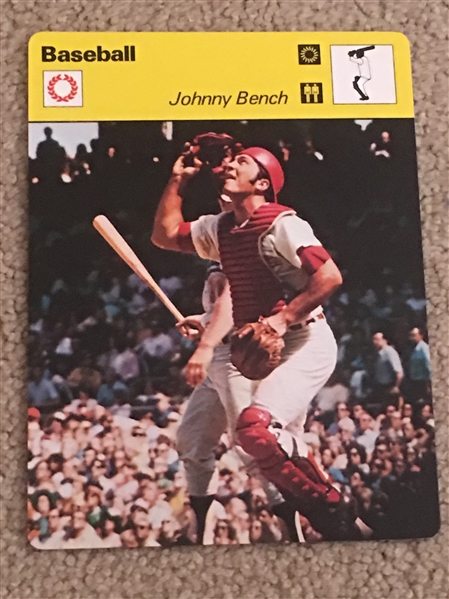 JOHNNY BENCH 1977 SPORTSCASTER TV BROADCASTERS CUE INFO CARDS 