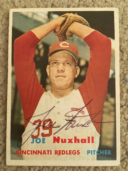 JOE NUXHALL SIGNED REAL 1957 TOPPS REDLEGS CARD $$$$