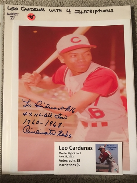 LEO CARDENAS 4 INSCRIPTIONS MOELLER SIGNED 8x10 PHOTO with SHOW TICKET  