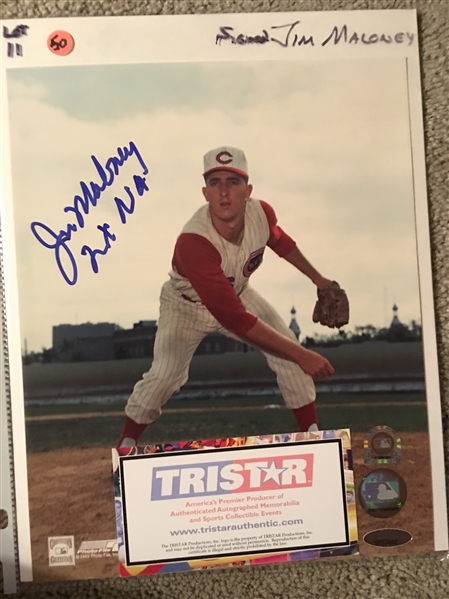 JIM MALONEY 2 NO HITTERS SIGNED 8x10 with TI STAR and MLB COAS 4444