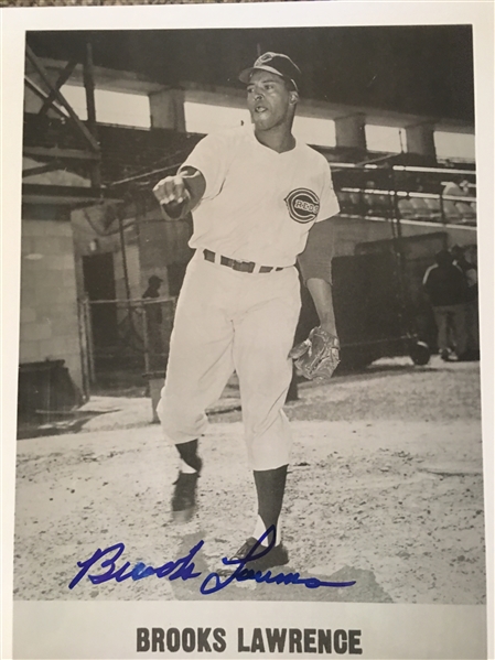 BROOKS LAWRENCE 1950s REDLEGS SIGNED 8x10 PHOTO 