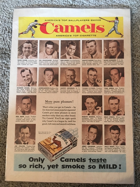 1950s CAMEL AD: KLUSZEWSKI, SPAHN, BERRA +13 MORE Beauty 70 Year Old Beauty