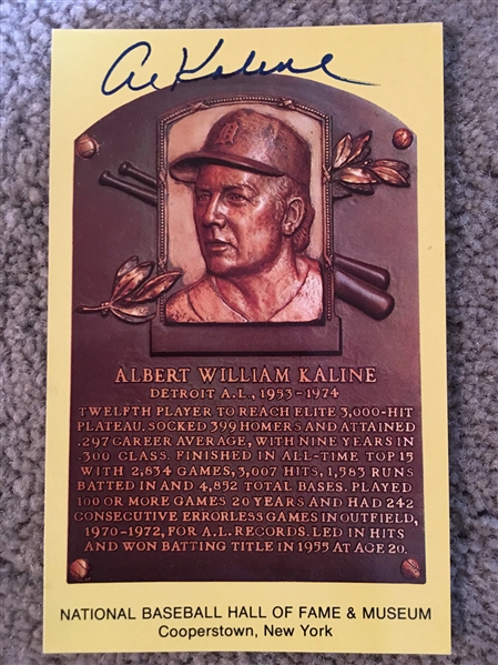 AL KALINE SIGNED COOPERSTOWN GOLD POST CARD Bold Beauty !!!