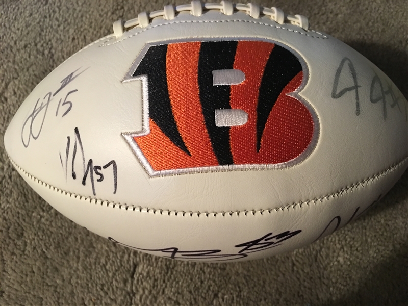 7 BENGALS with DALTON SIGNED FULL SIZE BENGALS LOGO FOOTBALL -- ADD MORE !! 