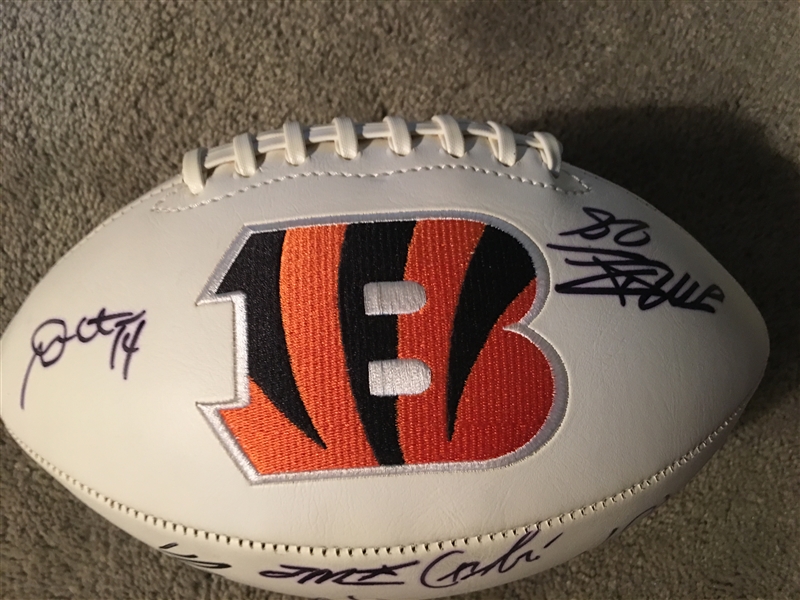 12 BENGALS with DALTON SIGNED FULL SIZE BENGALS LOGO FOOTBALL - ADD MORE !! 