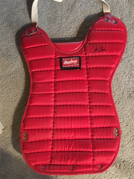 JOE OLIVER 1990 World Series Catcher SIGNED CHEST PROTECTOR ~~ Mancave Must !!!