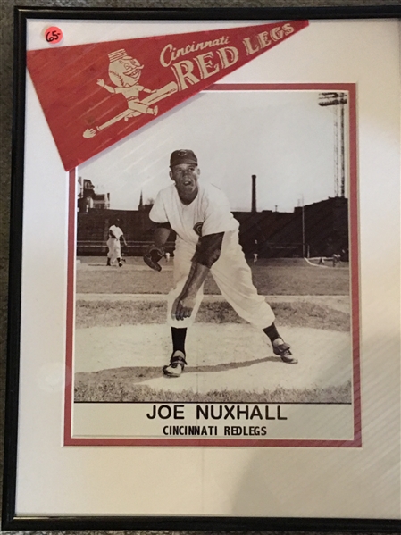 JOE NUXHALL 1950s CROSLEY FIELD 11x14 FRAME PIC with $$$ 1950s REDLEGS PENNANT $$$