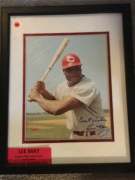 LEE MAY Super Rare MOELLER SIGNED in 12x15 FRAME ... Easy $100 Value w SHOW TICKET PROOF
