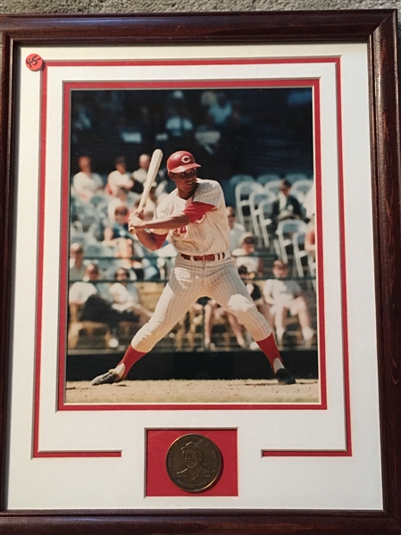 TONY PEREZ FRAMED 8x10 in 12x15 FRAME with ALL STAR HOF COIN 