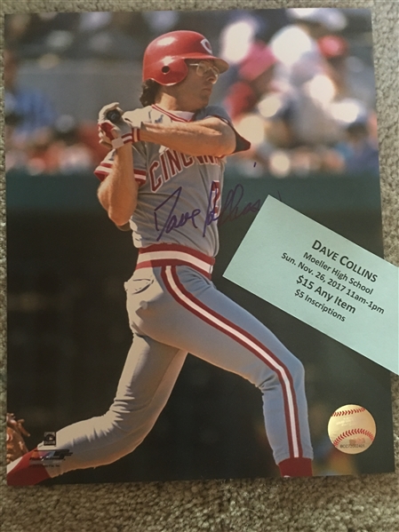 DAVE COLLINS REDS MOELLER SIGNED 8x10 PHOTO WITH SHOW TICKET