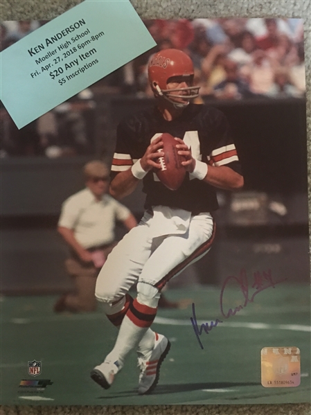 KEN ANDERSON MOELLER SIGNED 8x10 PHOTO WITH SHOW TICKET